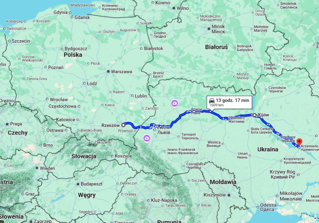 Kardiam - transport sanitarny z Rzeszowa do Krzemieńczuka.